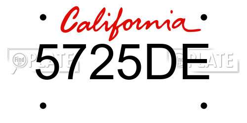 5725DE California License Plate