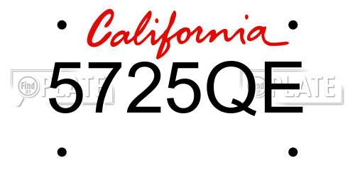 5725QE California License Plate