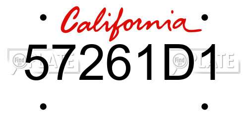 57261D1 California License Plate
