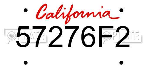 57276F2 California License Plate