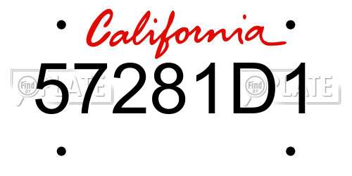 57281D1 California License Plate