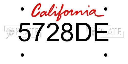 5728DE California License Plate