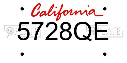 5728QE California License Plate