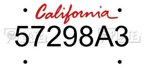 57298A3 California License Plate