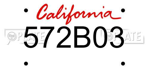 572B03 California License Plate