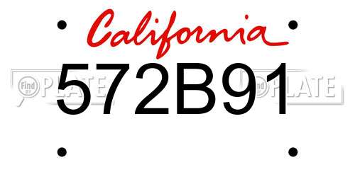 572B91 California License Plate