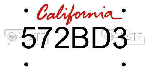 572BD3 California License Plate