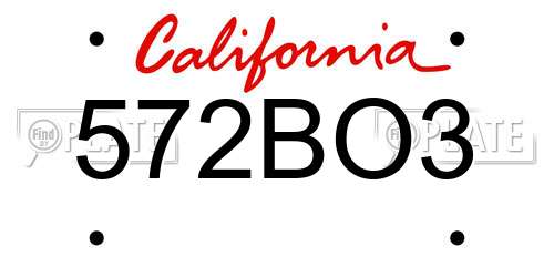 572BO3 California License Plate