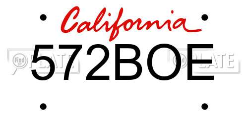 572BOE California License Plate