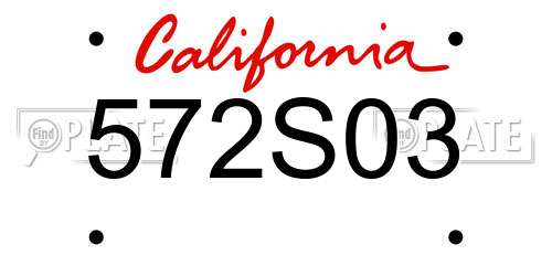 572S03 California License Plate