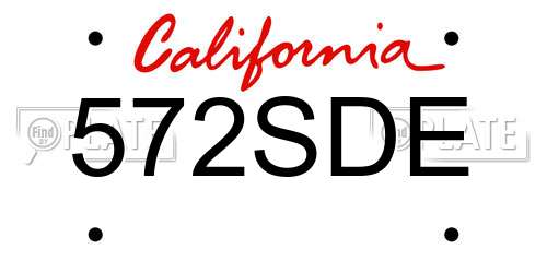 572SDE California License Plate