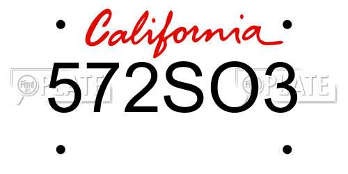 572SO3 California License Plate