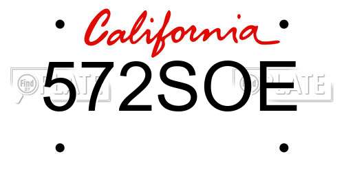 572SOE California License Plate