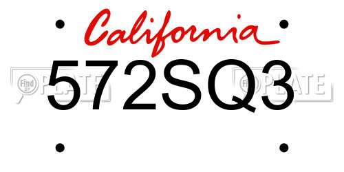 572SQ3 California License Plate