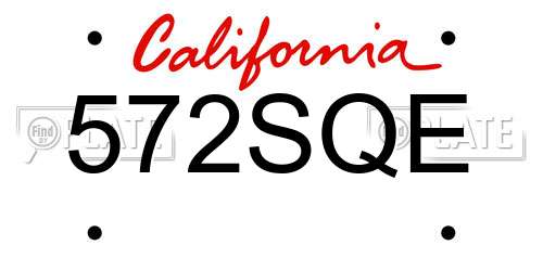 572SQE California License Plate