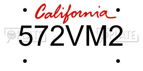 572VM2 California License Plate