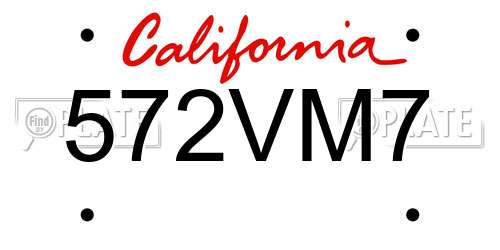 572VM7 California License Plate