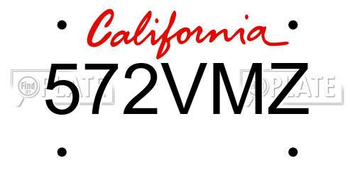 572VMZ California License Plate