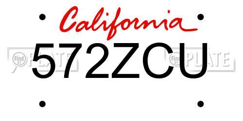 572ZCU California License Plate