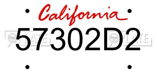 57302D2 California License Plate
