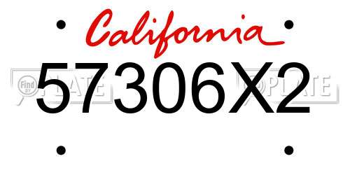 57306X2 California License Plate