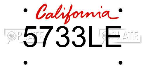 5733LE California License Plate