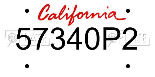 57340P2 California License Plate