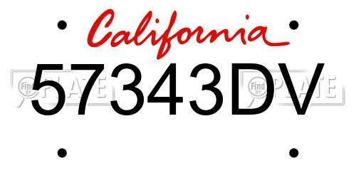 57343DV California License Plate