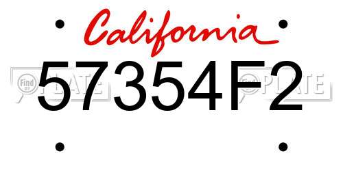 57354F2 California License Plate