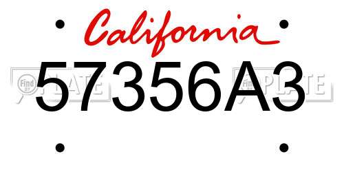 57356A3 California License Plate