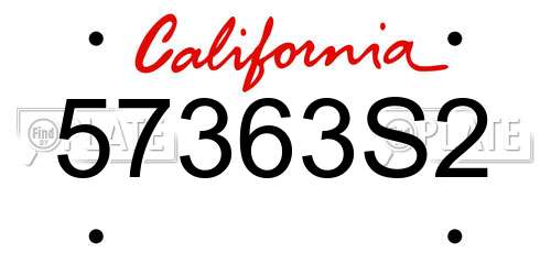 57363S2 California License Plate