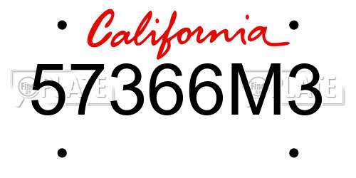 57366M3 California License Plate