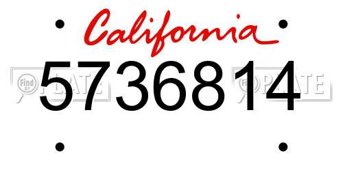 5736814 California License Plate