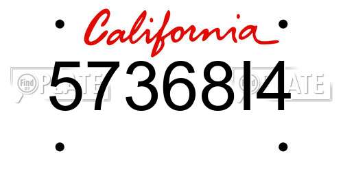 57368I4 California License Plate