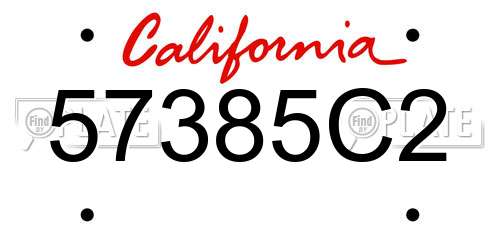57385C2 California License Plate