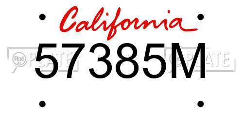 57385M California License Plate