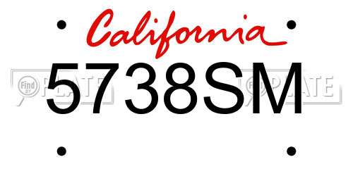 5738SM California License Plate