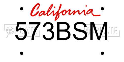 573BSM California License Plate