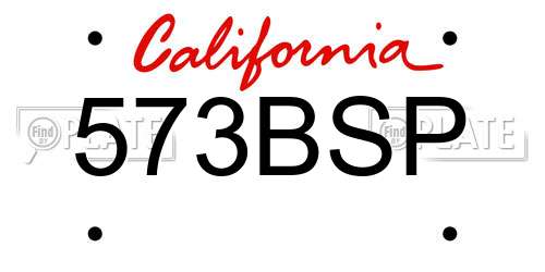 573BSP California License Plate