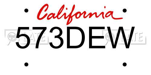 573DEW California License Plate