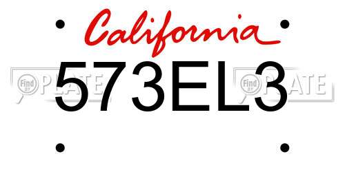 573EL3 California License Plate