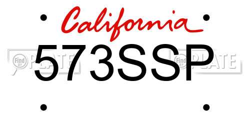 573SSP California License Plate