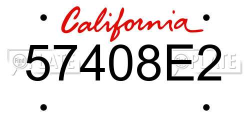 57408E2 California License Plate