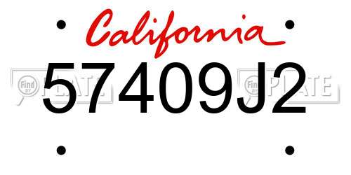 57409J2 California License Plate