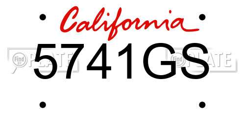 5741GS California License Plate