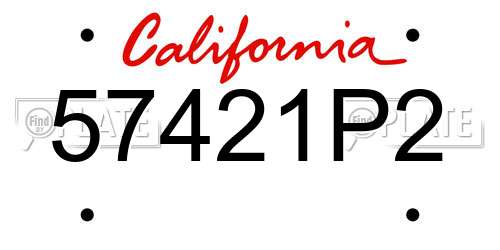 57421P2 California License Plate