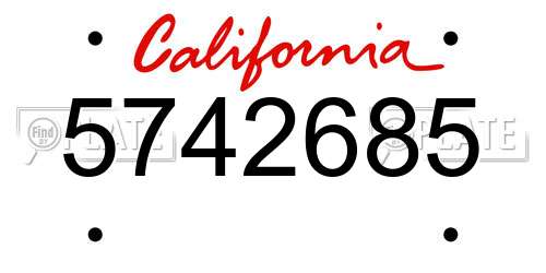 5742685 California License Plate