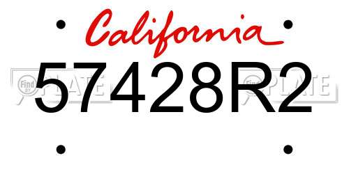 57428R2 California License Plate
