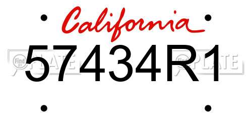 57434R1 California License Plate