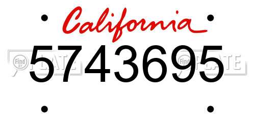5743695 California License Plate